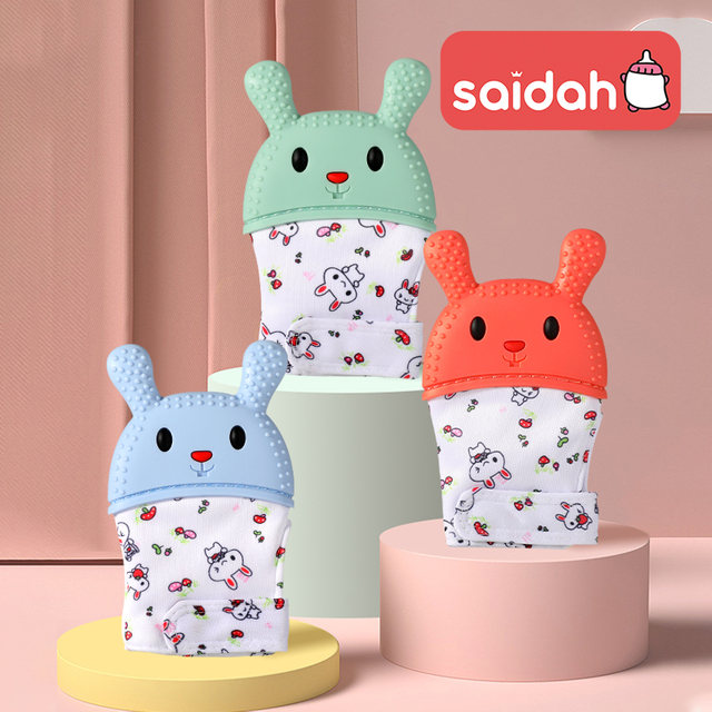 Bébé de dentition mitaines | Gants anti-infiltration en silicone de qualité alimentaire | Gentill Aoth Bunny Design Infant Teether Toy