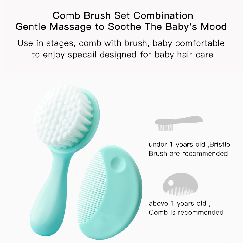 Brosse à tête ronde et brosse à cheveux pour bébé avec des poils doux et une poignée PP
