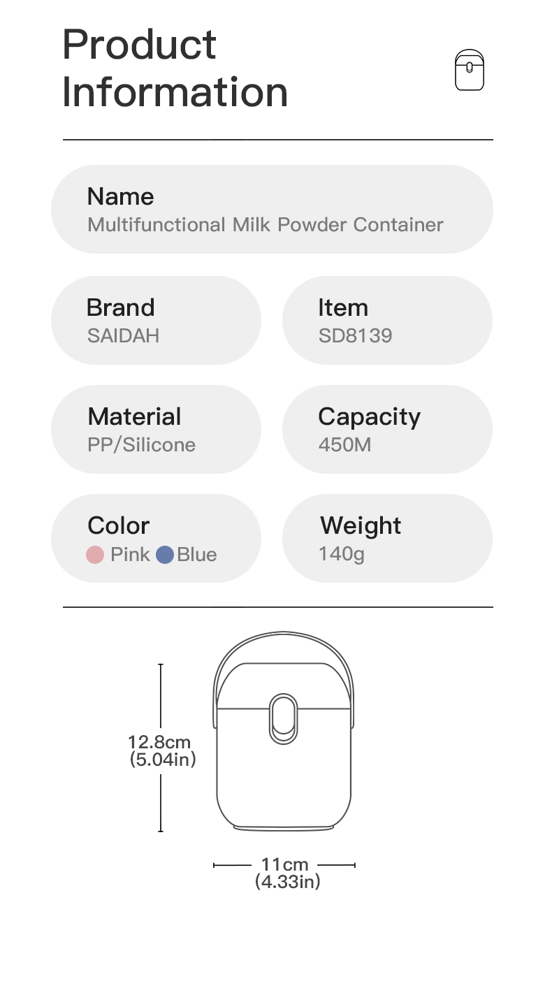 R&eacute;cipient &agrave; lait en poudre