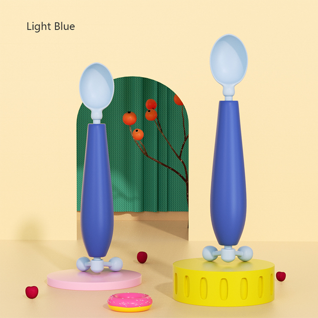 Balance de gravité Baby Spoon - cuillère à rotation d'auto-rotation en silicone sans BPA avec détection de température (6m +)