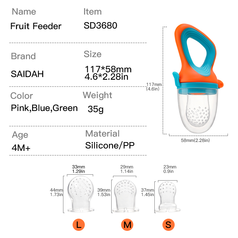 BPA sans BPA Food Grade Liquid Silicone Fruit & Vegetable Ficheur avec sac en maille