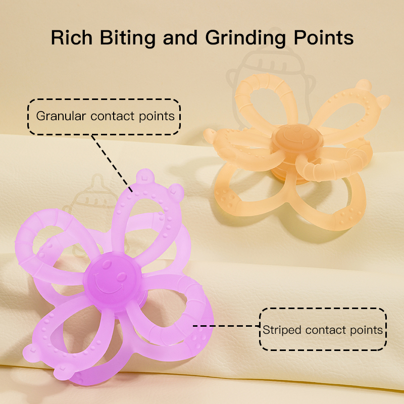 Forme de pétale amovible Solicone Silicone en caoutchouc Silicone Youngsters Ball - Grip à main et jouet de dentition pour bébé