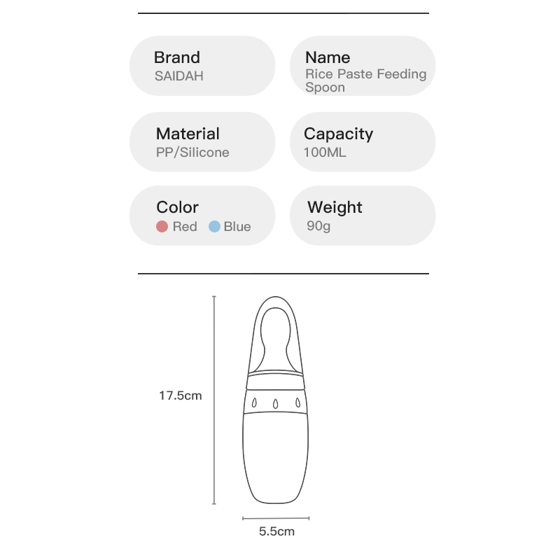 3oz / 100 ml d'alimentation en pâte de riz liquide liquide avec cuillère à distribution