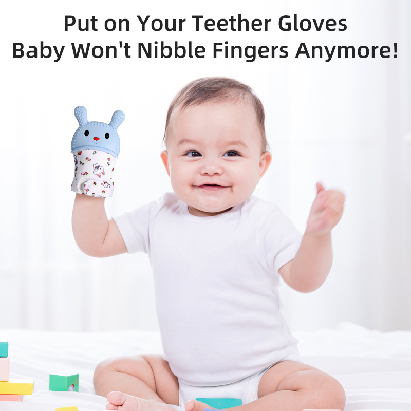 Bébé de dentition mitaines | Gants anti-infiltration en silicone de qualité alimentaire | Gentill Aoth Bunny Design Infant Teether Toy
