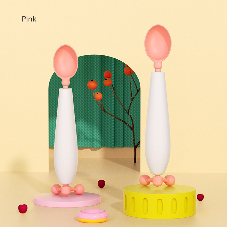 Balance de gravité Baby Spoon - cuillère à rotation d'auto-rotation en silicone sans BPA avec détection de température (6m +)