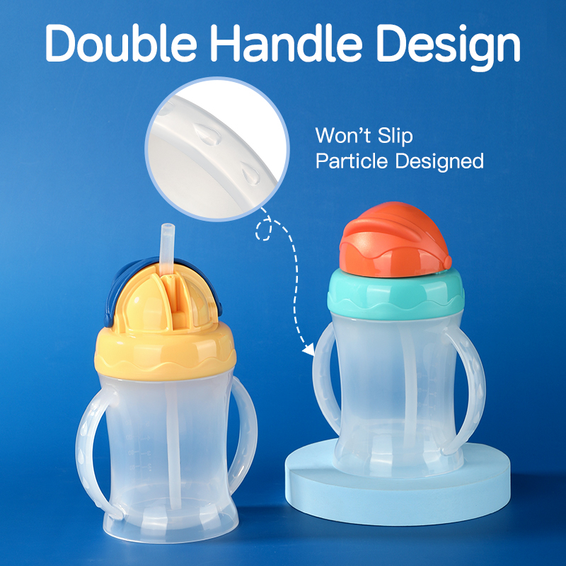 Tasse de bébé sans glissement à l'épreuve des fuites avec paille de silicone