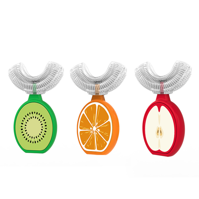 Brosse à dents en forme de U pour les tout-petits | 360 ° Auto-Clean avec des poils de silicone de qualité alimentaire | Ensemble de dentition et de formation (1-3 ans)