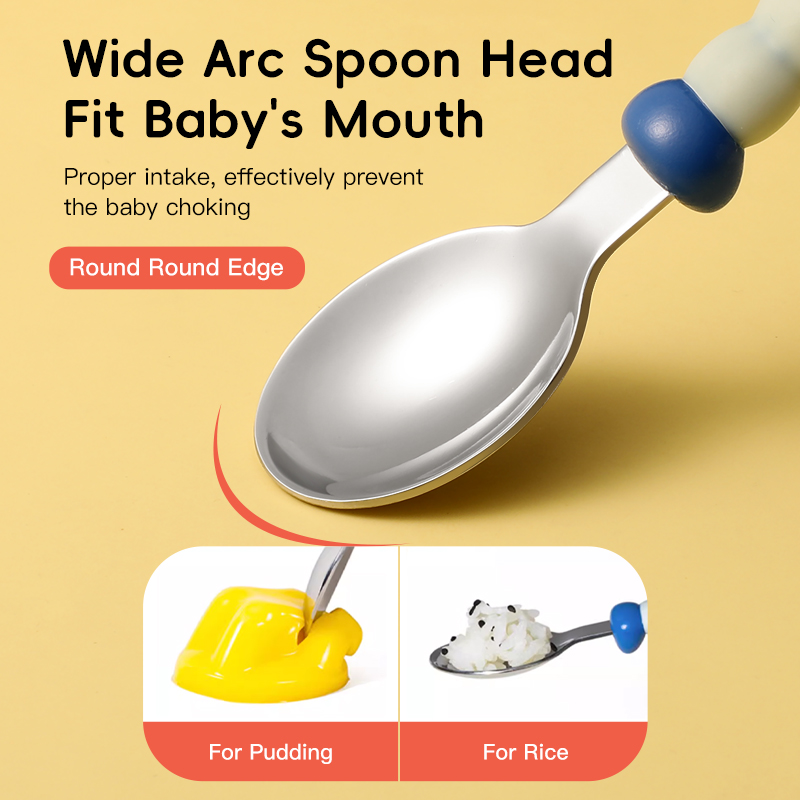 Ensemble de fourche à cuillère pour bébé écologique avec poignée incurvée antidérapante