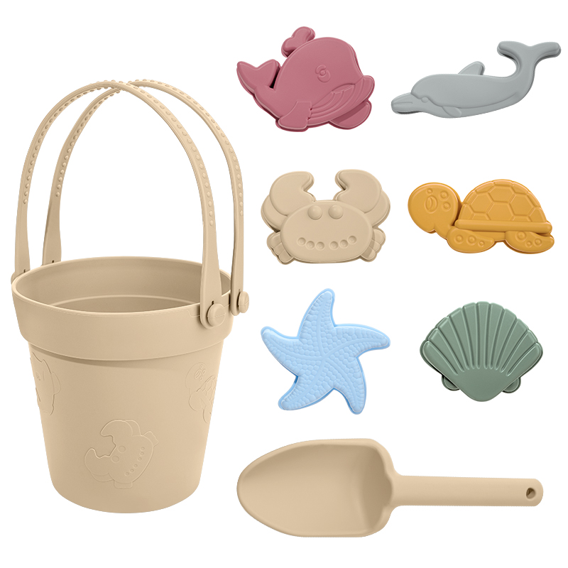 Ensemble de jouets de sable et de bain et de bain et de plage de 8 en 1. Kit de jeu de plage pour les tout-petits | Outils de jeu d'été en plein air (pelle, moules) - poids léger et convivial