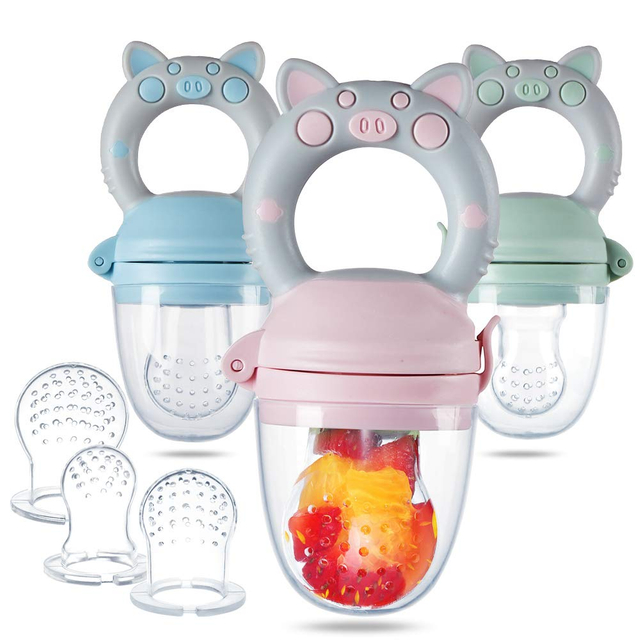 Silicone Baby Feeder Teether - Mignon Pig Design pour fruits et légumes | Pacificateur alimentaire sans BPA sans BPA