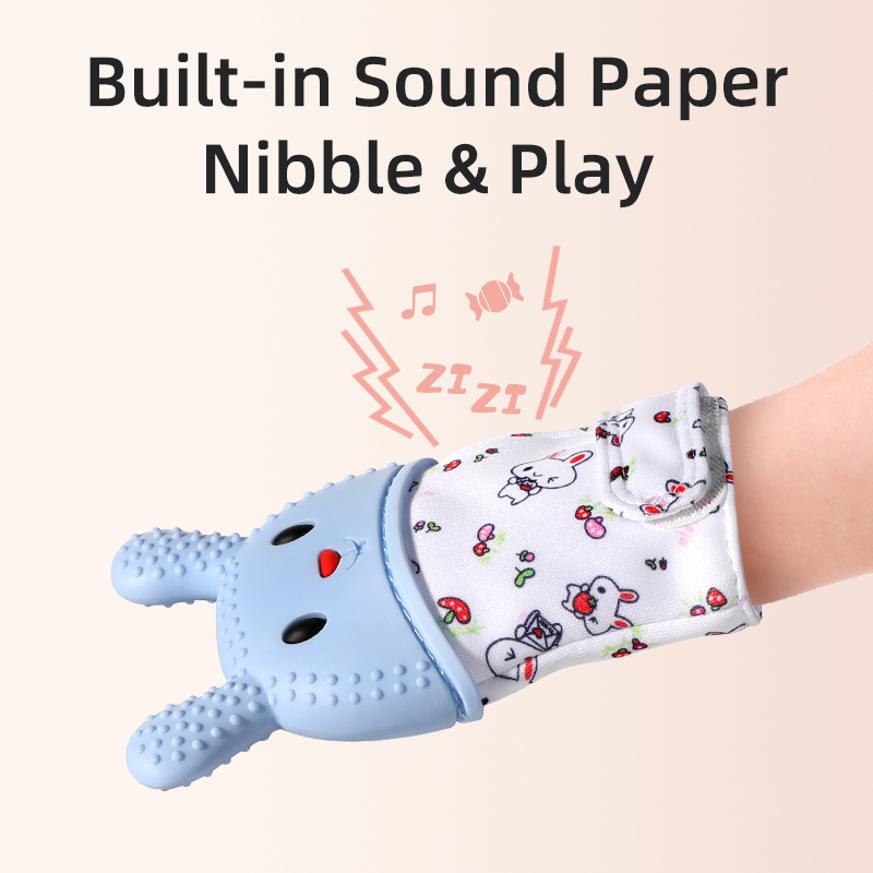 Bébé de dentition mitaines | Gants anti-infiltration en silicone de qualité alimentaire | Gentill Aoth Bunny Design Infant Teether Toy