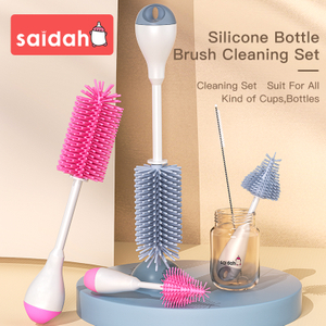 Brosse de bouteille d'alimentation en silicone 3 en 1 