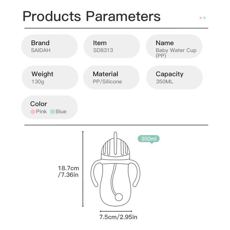 Tasse de formation pour bébés sans BPA respectueuse de l'environnement avec une valve anti-choc